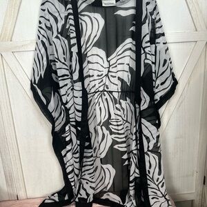Avenue Black and White Sheer Cape